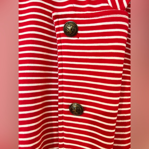 TOMMY HILFIGER Military red navy sailor open jacket cardigan long sleeve - Picture 4 of 7